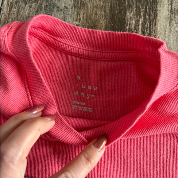 2 for $15 sale: 2 A new day crew neck ribbed t-shirts - gray & pink M - Picture 6 of 6